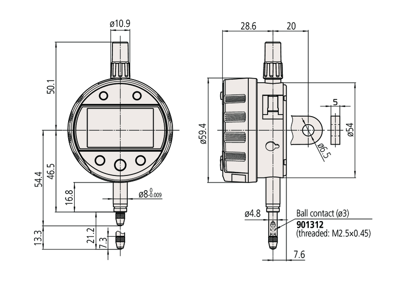 Đồng Hồ So Điện Tử Đặc Biệt, Digital Indicator Calculation ID-C 25,4mm, 0,001mm, Flat Back Mitutoyo 543-590B 13 Đồng hồ đo điện tử