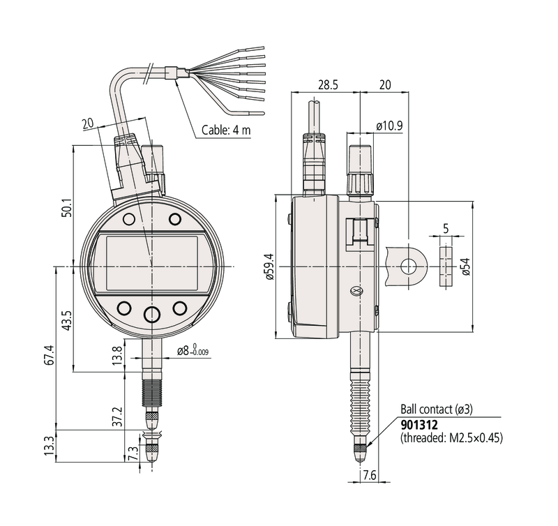 Đồng Hồ So Điện Tử Cấp Nguồn Bên Ngoài, Digital Indicator Signal ID-C 12,7mm, 0,001mm, with Flat Back Mitutoyo 543-350B 13 Mô hình lắp đặt sản phẩm đồng hồ đo điện tử