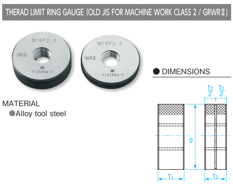 Dưỡng đo ren ngoài M2.6x0.45-GRWR II, Niigata Seiki GRWR2-026045 5 Dưỡng đo ren ngoài M2.6x0.45-GRWR II