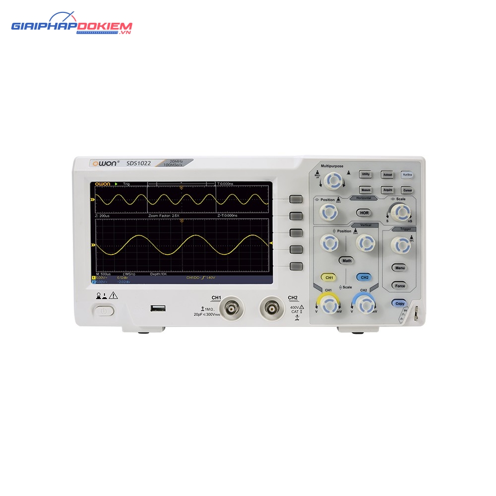 Máy hiện sóng số OWON SDS1052 (50MHz, 500MS/s, 2 kênh, bộ nhớ 10K) 1 Máy hiện sóng số OWON SDS1052 (50MHz, 500MS/s, 2 kênh, bộ nhớ 10K)