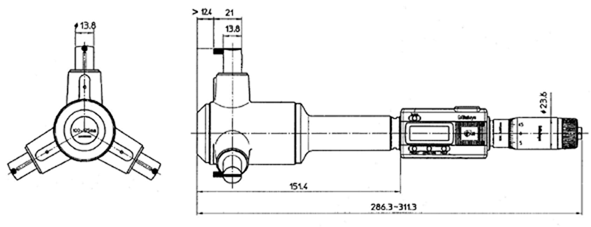 Panme Đo Lỗ 3 Chấu Điện Tử Metric, 200-225mm, IP65, TIN Mitutoyo 468-178 16 panme do lo 468 174 bs1