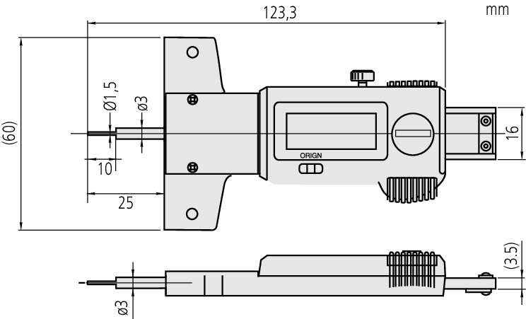 Thước cặp đo sâu điện tử 0-25mm, 0,01mm Mitutoyo 571-100-20 19 thuoc do sau 571 100 20 bs4