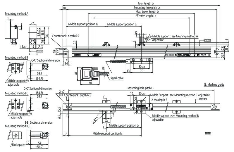 Thước Quang Linear Scale AT715 1000 mm Mitutoyo 539-817 22 thuoc quang 539 801 bs6