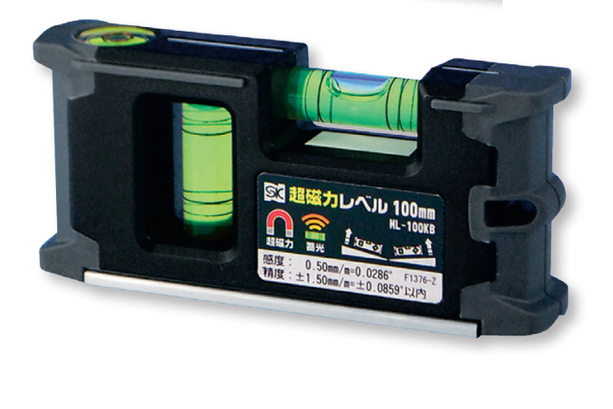 Thước thủy Mini màu đen có từ Niigata Seiki ML-150KB 3 Thước thủy Mini 150mm màu đen